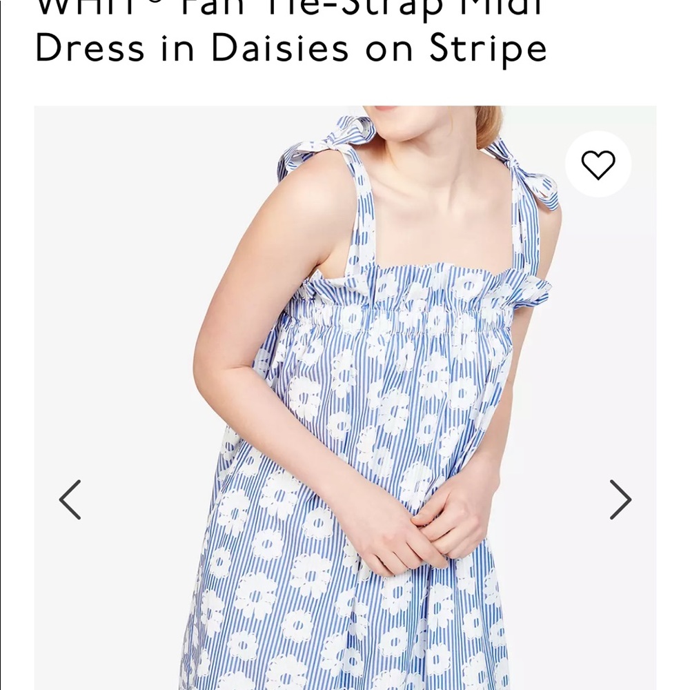 WHIT Fan Tie Strap Modi Dress in Daisies on Stripe